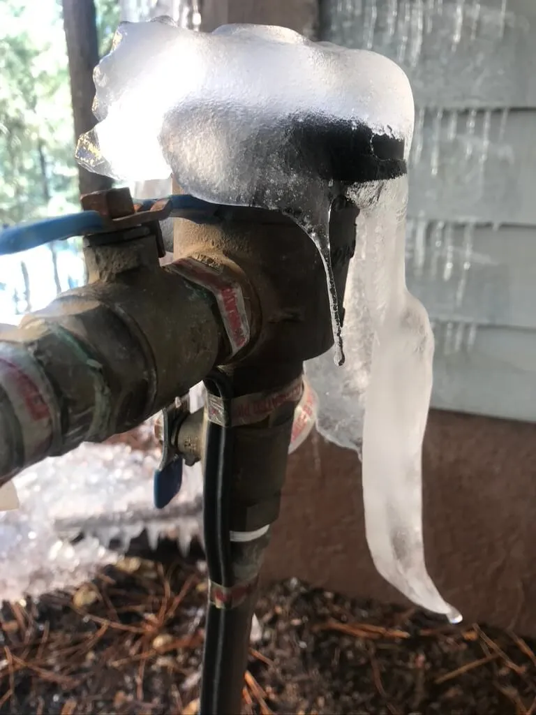 A frozen pressure vacuum breaker